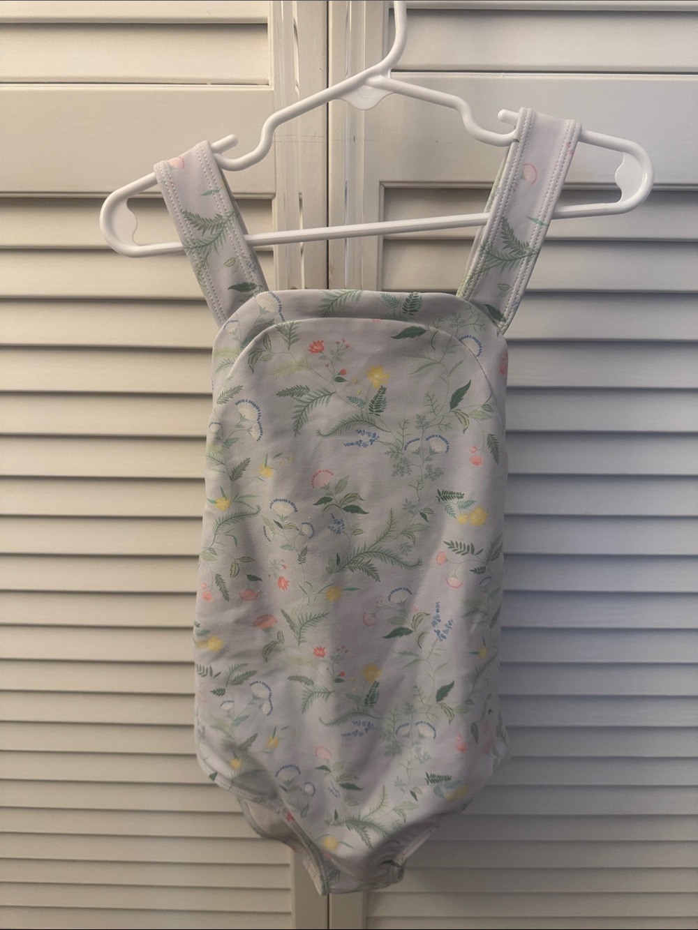 Minnow Girls' Floral One-Piece Swimsuit - Light Blue with Pastel Print 7-8